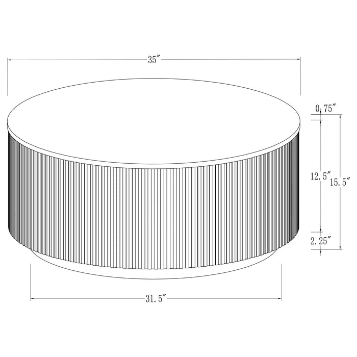 Jason Round White Marble Top Coffee Table Honey Brown