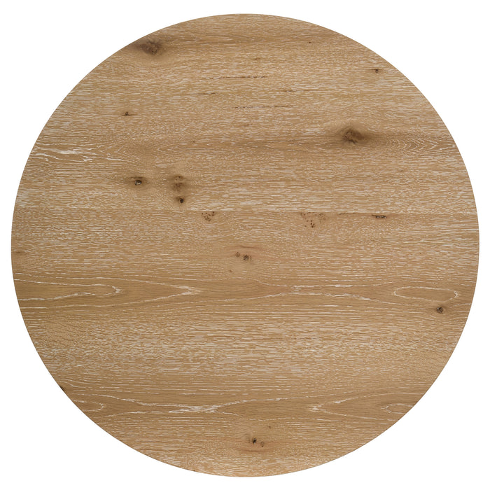 Kessler 2-piece Round Sculptural Wood Coffee Table Set Light Oak
