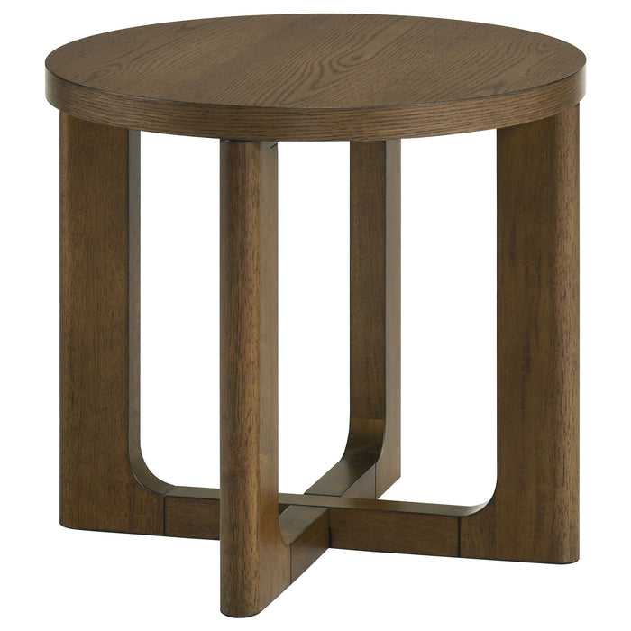 Kessler 3-piece Round Sculptural Wood Coffee Table Set Brown