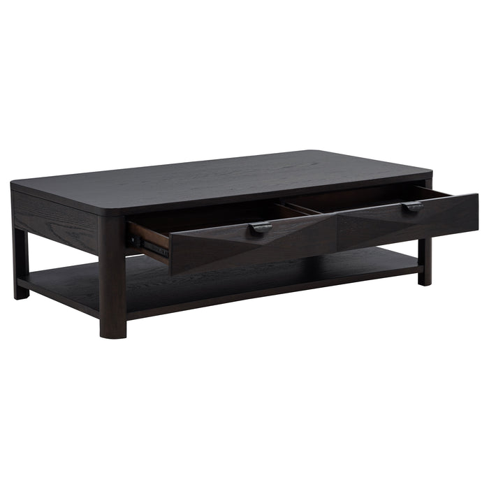 Marcelo Wood Coffee Table with 2 Drawers and Shelf Coffee