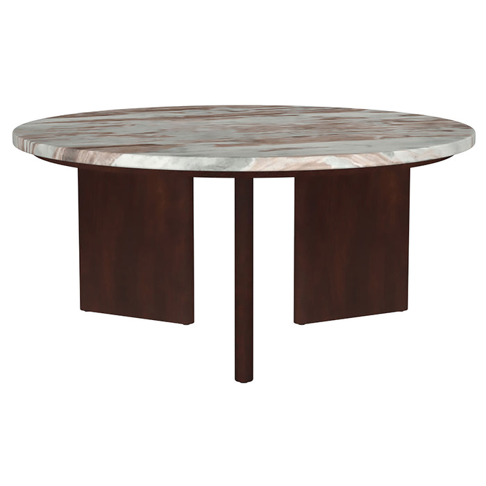 Jenna 3-piece Round Marble Top Coffee Table Set Brown