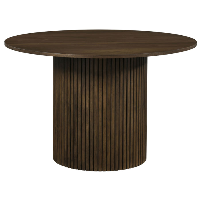 Hamlyn 5-piece Round Wood Dining Set Cream and Walnut