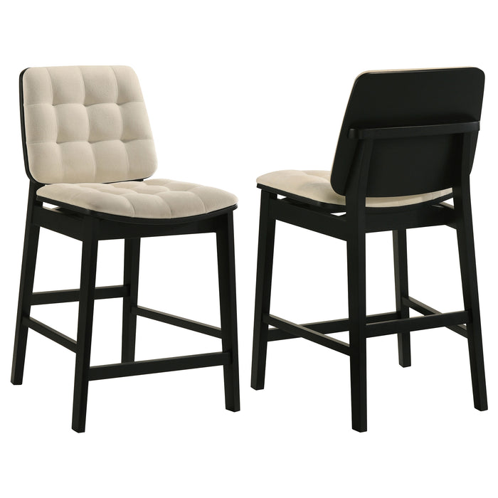 Redbridge Velvet Upholstered Counter Chair Cream and Black (Set of 2)