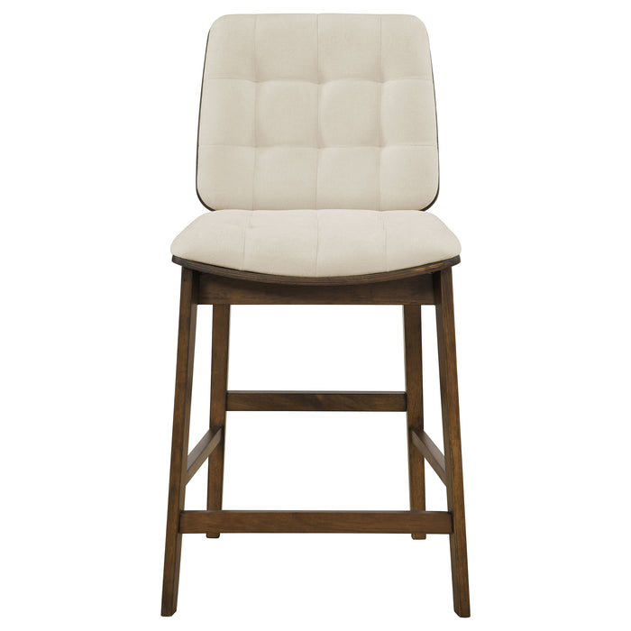 Redbridge Velvet Upholstered Counter Chair Cream and Walnut (Set of 2)