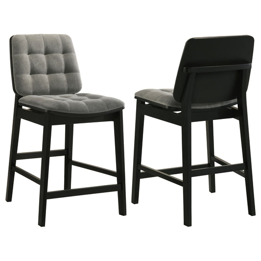 Redbridge Velvet Upholstered Counter Chair Grey and Black (Set of 2)