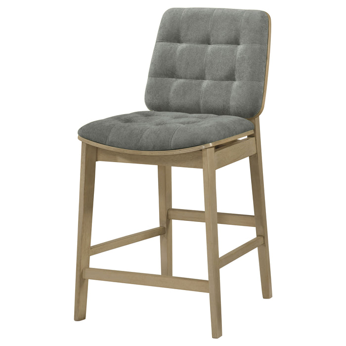 Redbridge Velvet Upholstered Counter Chair Grey and Natural Oak (Set of 2)