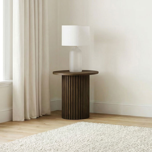 Hamlyn Round Fluted Occasional Side End Table Walnut