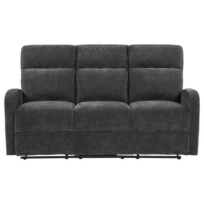 Hamilton Chenille Upholstered Manual Reclining Sofa Charcoal Grey