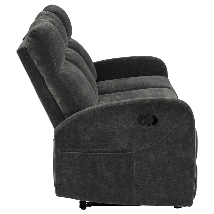 Hamilton Chenille Upholstered Manual Reclining Sofa Charcoal Grey