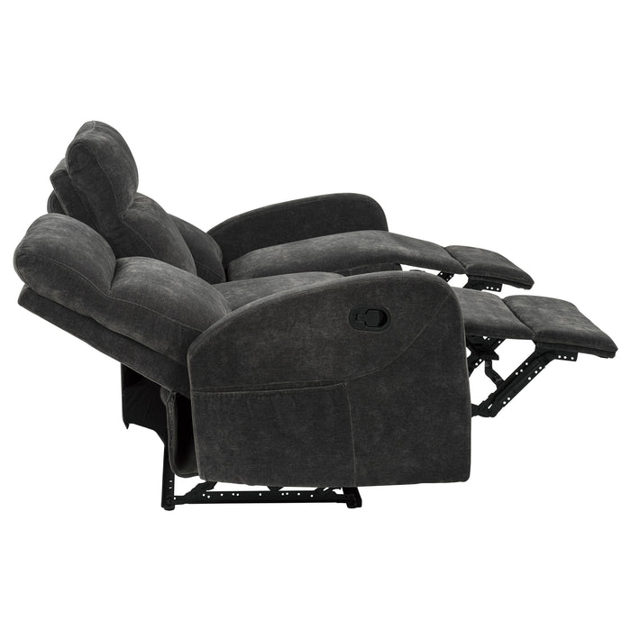 Hamilton Chenille Upholstered Manual Reclining Sofa Charcoal Grey