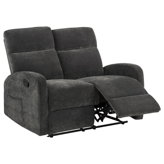 Hamilton Chenille Upholstered Manual Reclining Loveseat Charcoal Grey