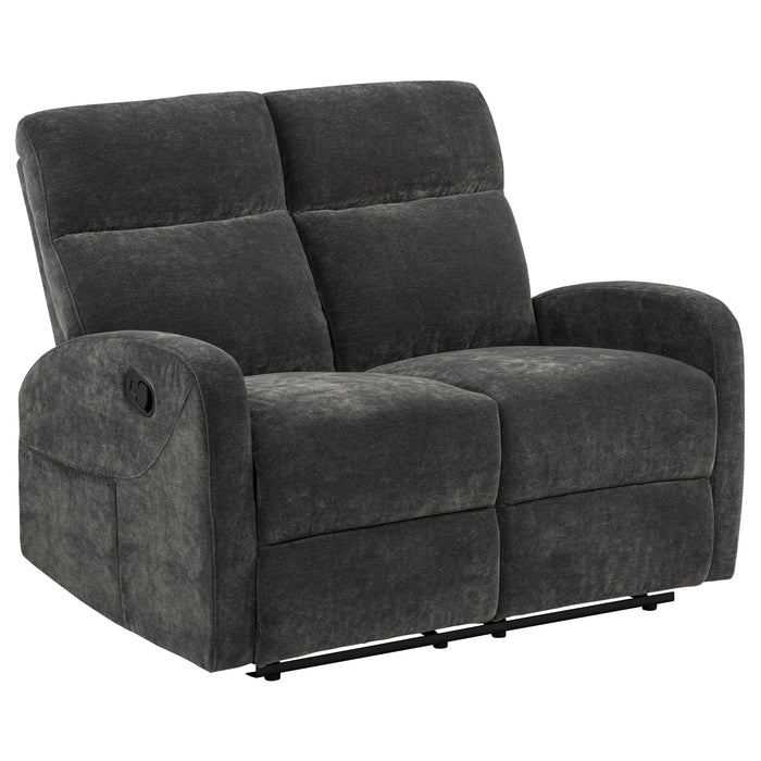 Hamilton Chenille Upholstered Manual Reclining Loveseat Charcoal Grey