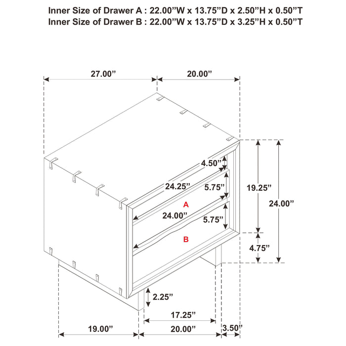 Stillwater 2-drawer Nightstand