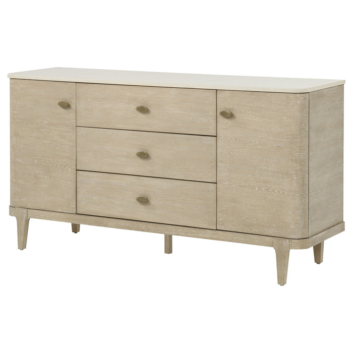 Lucaire 2-door 3-drawer Cultured Marble Top Sideboard Sandstone