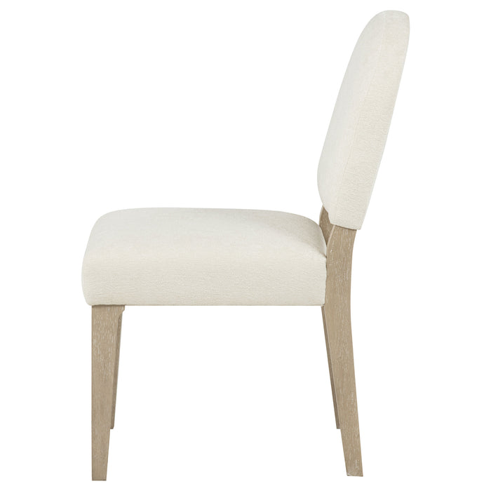 Lucaire Curved High Back Upholstered Dining Chair Cream (Set of 2)
