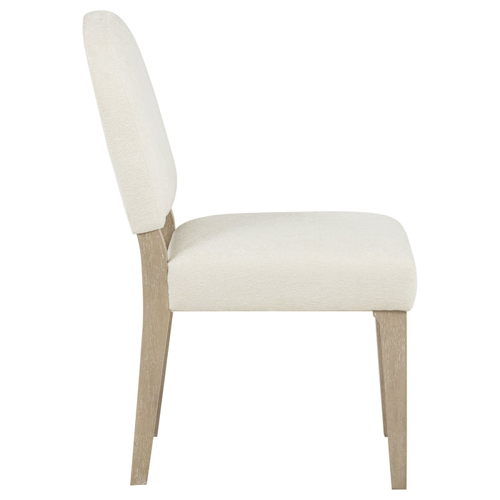 Lucaire Curved High Back Upholstered Dining Chair Cream (Set of 2)
