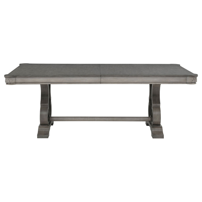 Cresswell 104-inch Double Pedestal Extension Dining Table Weathered Taupe