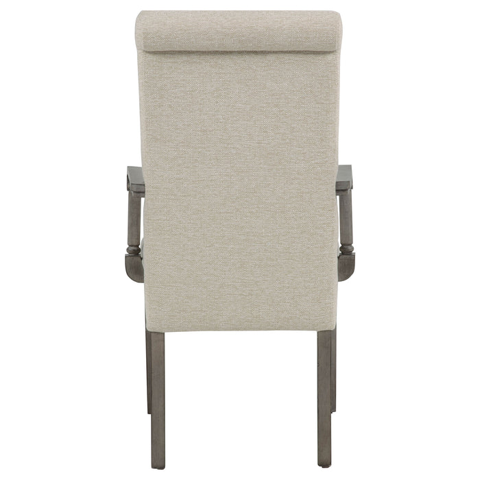 Cresswell Upholstered Dining Arm Chair Tan (Set of 2)