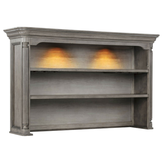Cresswell 2-tier Touch Light Hutch Display Cabinet Weathered Taupe
