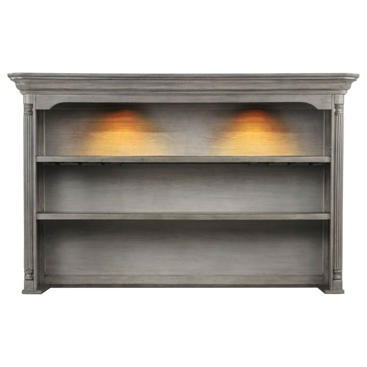 Cresswell 2-tier Touch Light Hutch Display Cabinet Weathered Taupe