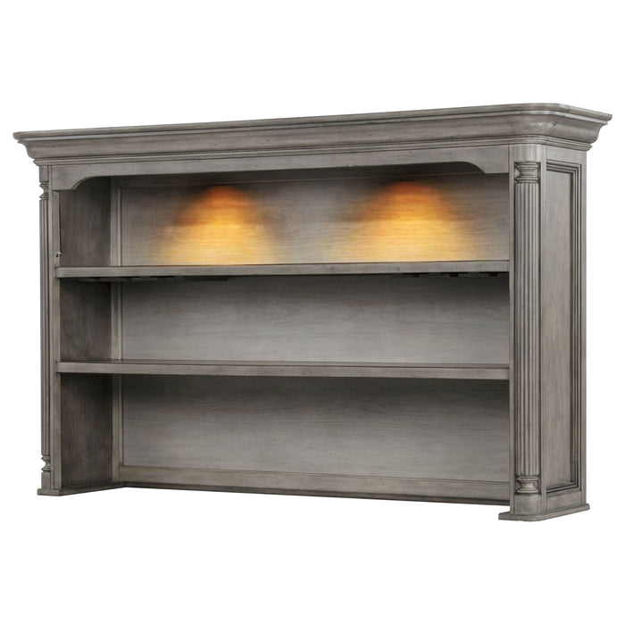 Cresswell 2-tier Touch Light Hutch Display Cabinet Weathered Taupe