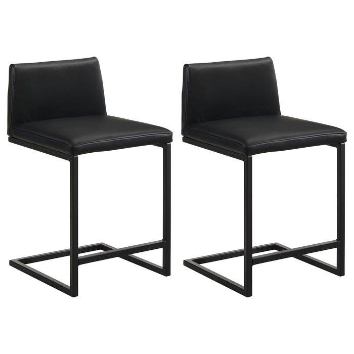 Vardon Genuine Leather Counter Height Chair Black (Set of 2)