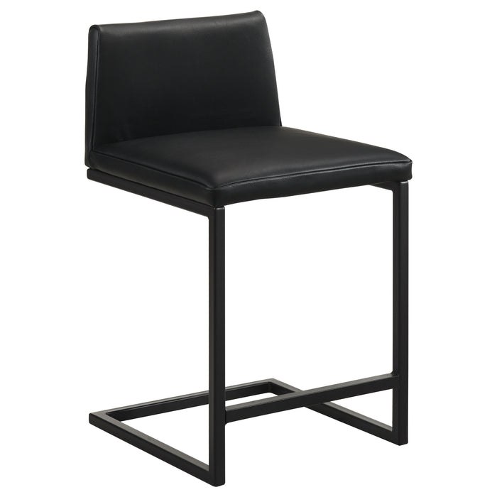 Vardon Genuine Leather Counter Height Chair Black (Set of 2)