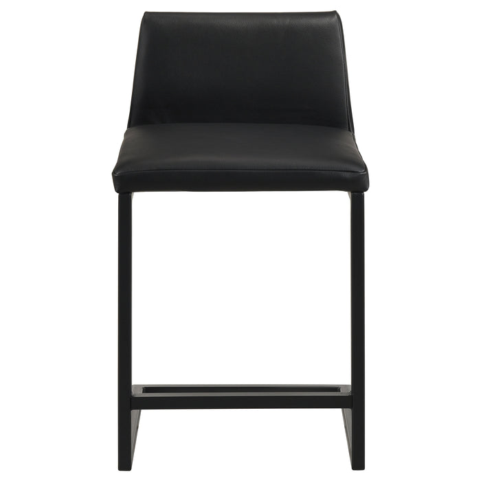 Vardon Genuine Leather Counter Height Chair Black (Set of 2)