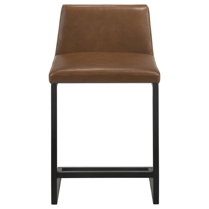 Vardon Genuine Leather Counter Height Chair Dark Brown (Set of 2)