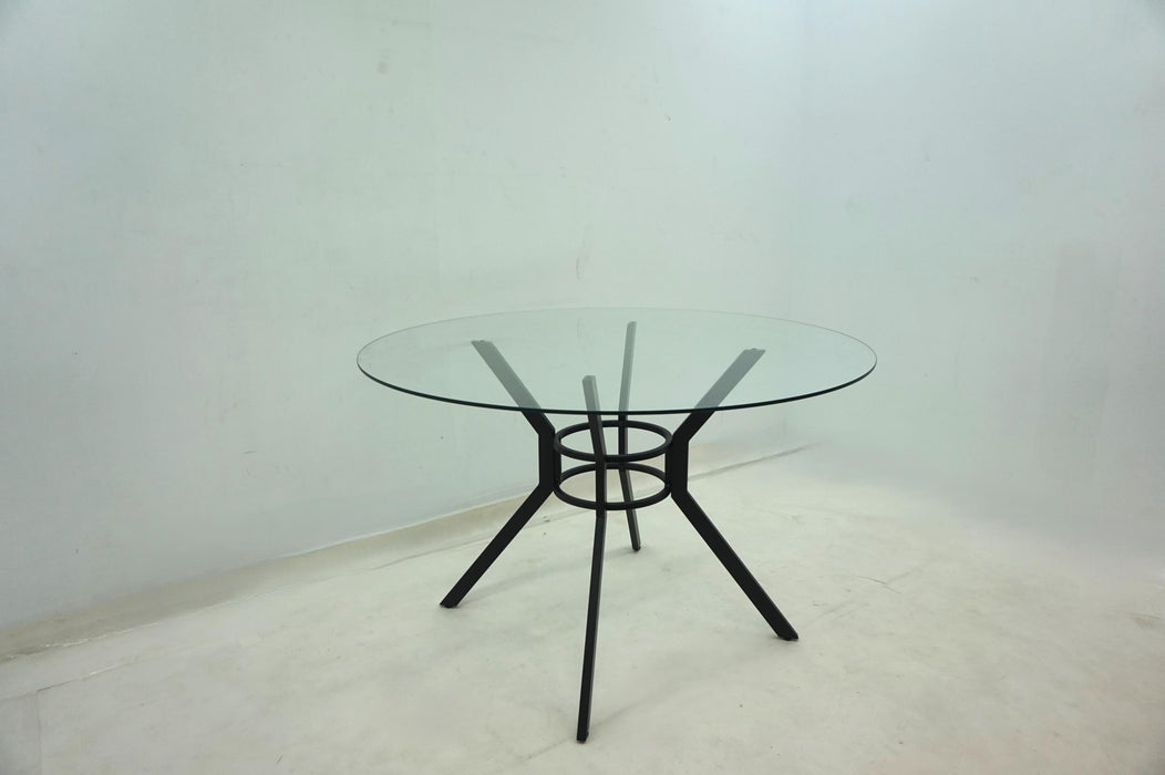 Steele 48-inch Round Glass Top Dining Table Matte Black