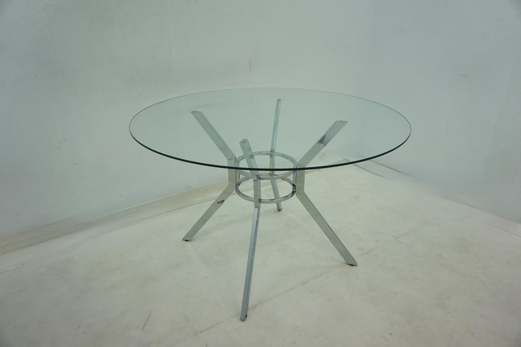 Steele 48-inch Round Glass Top Dining Table Chrome