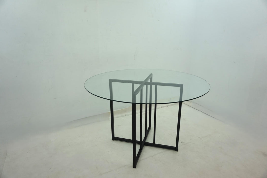 Pace 48-inch Round Glass Top Dining Table Matte Black