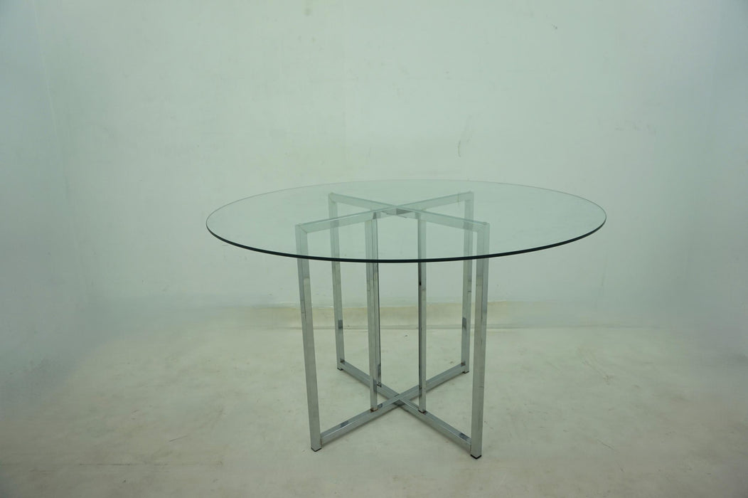 Pace 48-inch Round Glass Top Dining Table Chrome