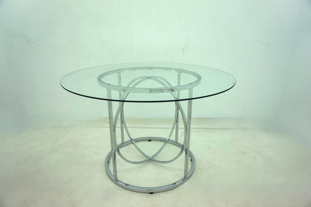 Levy 48-inch Round Glass Top Dining Table Chrome