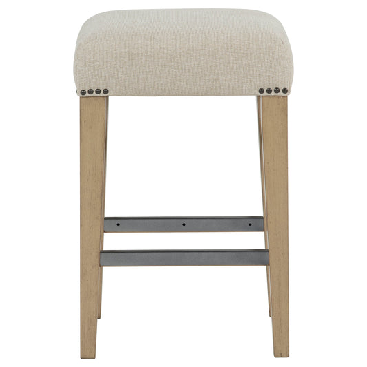 Naser Upholstered Counter Stool Beige and Light Oak (Set of 2)