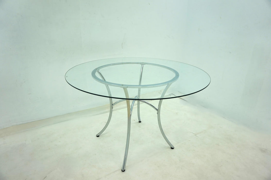 Kline 48-inch Round Glass Top Dining Table Chrome