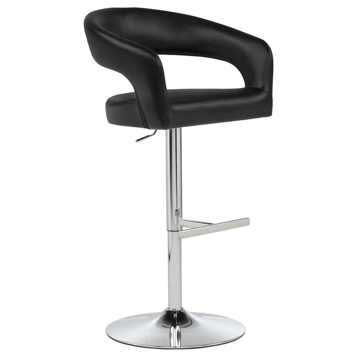 Travia Leatherette Upholstered Adjustable Bar Stool Black
