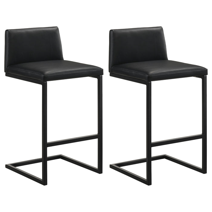 Vardon Genuine Leather Bar Stool Black (Set of 2)