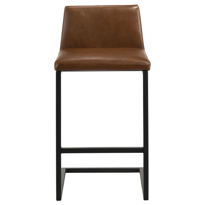 Vardon Genuine Leather Bar Stool Dark Brown (Set of 2)