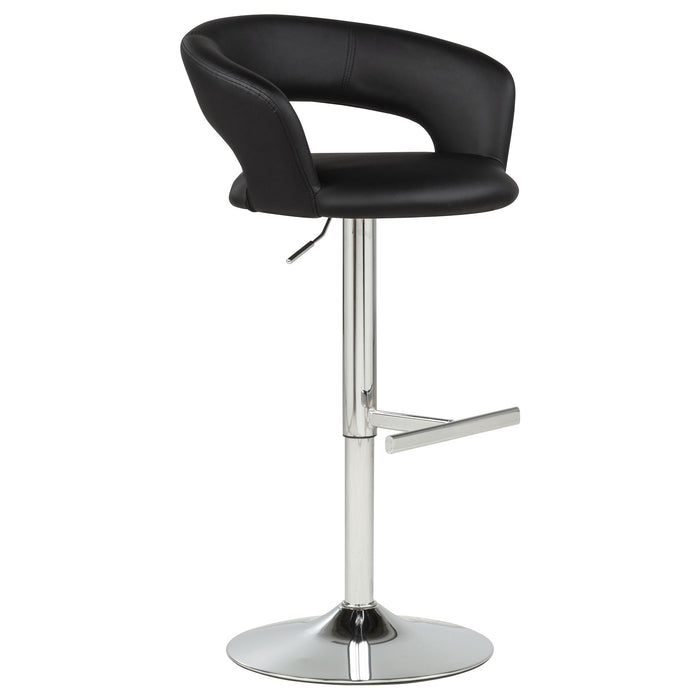 Travia Adjustable Leatherette Swivel Bar Stool Black and Chrome