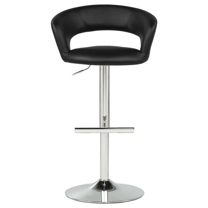 Travia Adjustable Leatherette Swivel Bar Stool Black and Chrome