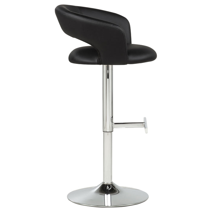 Travia Adjustable Leatherette Swivel Bar Stool Black and Chrome
