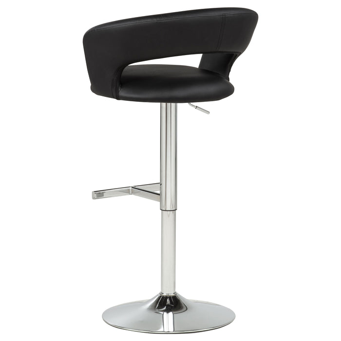 Travia Adjustable Leatherette Swivel Bar Stool Black and Chrome