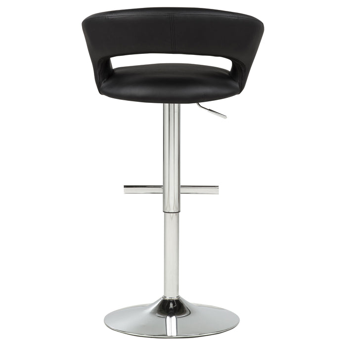 Travia Adjustable Leatherette Swivel Bar Stool Black and Chrome
