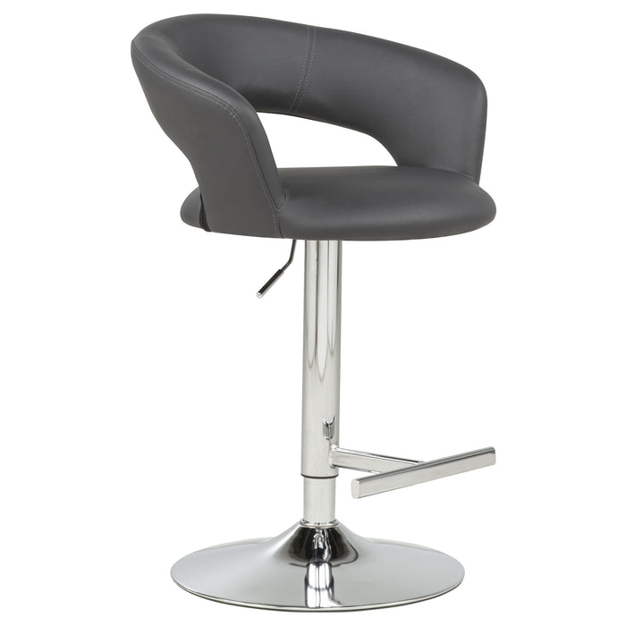 Travia Adjustable Leatherette Swivel Bar Stool Grey and Chrome