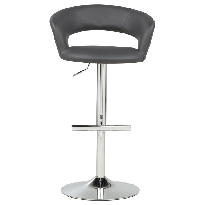 Travia Adjustable Leatherette Swivel Bar Stool Grey and Chrome