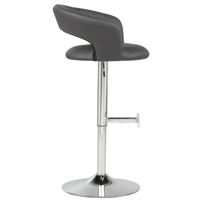 Travia Adjustable Leatherette Swivel Bar Stool Grey and Chrome
