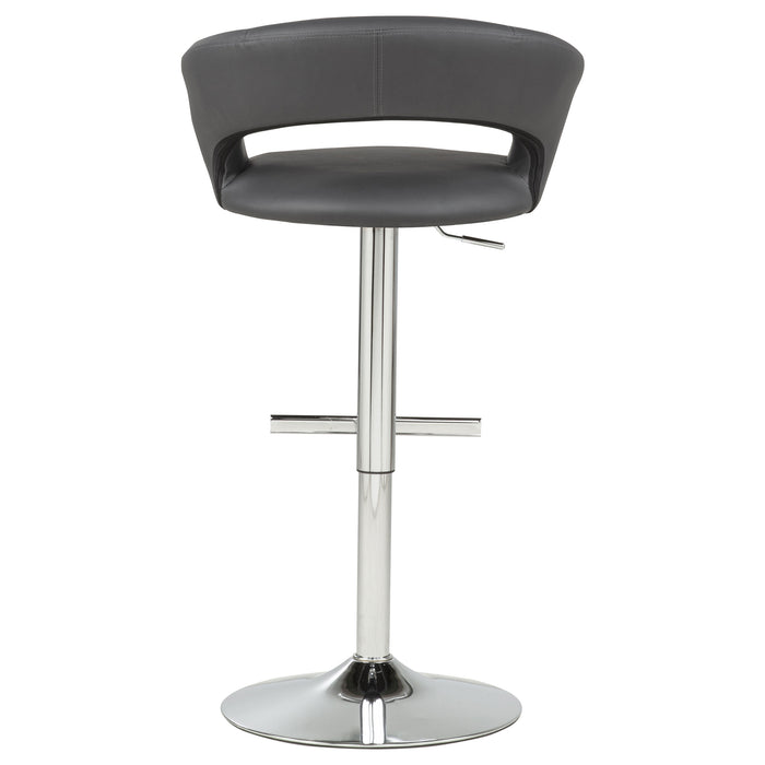 Travia Adjustable Leatherette Swivel Bar Stool Grey and Chrome
