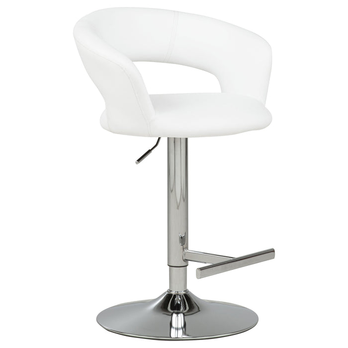 Travia Adjustable Leatherette Swivel Bar Stool White and Chrome