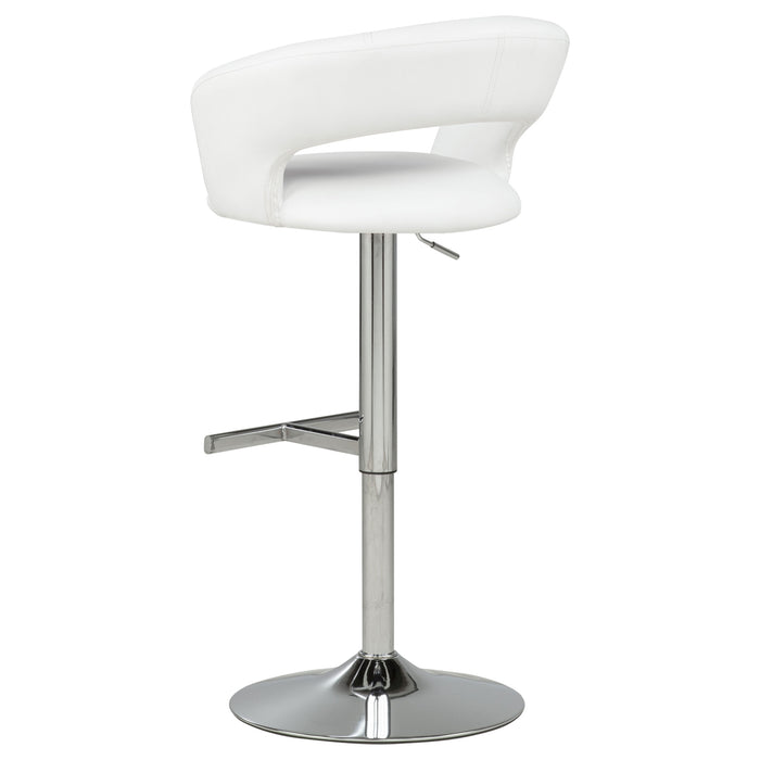Travia Adjustable Leatherette Swivel Bar Stool White and Chrome